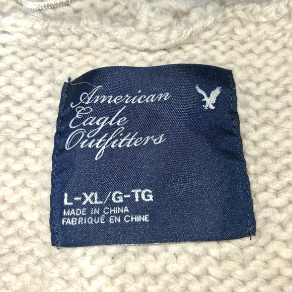 American Eagle Outfitters V-Neck Cable Knit Sweater - Gray Size L - Picture 2 of 16